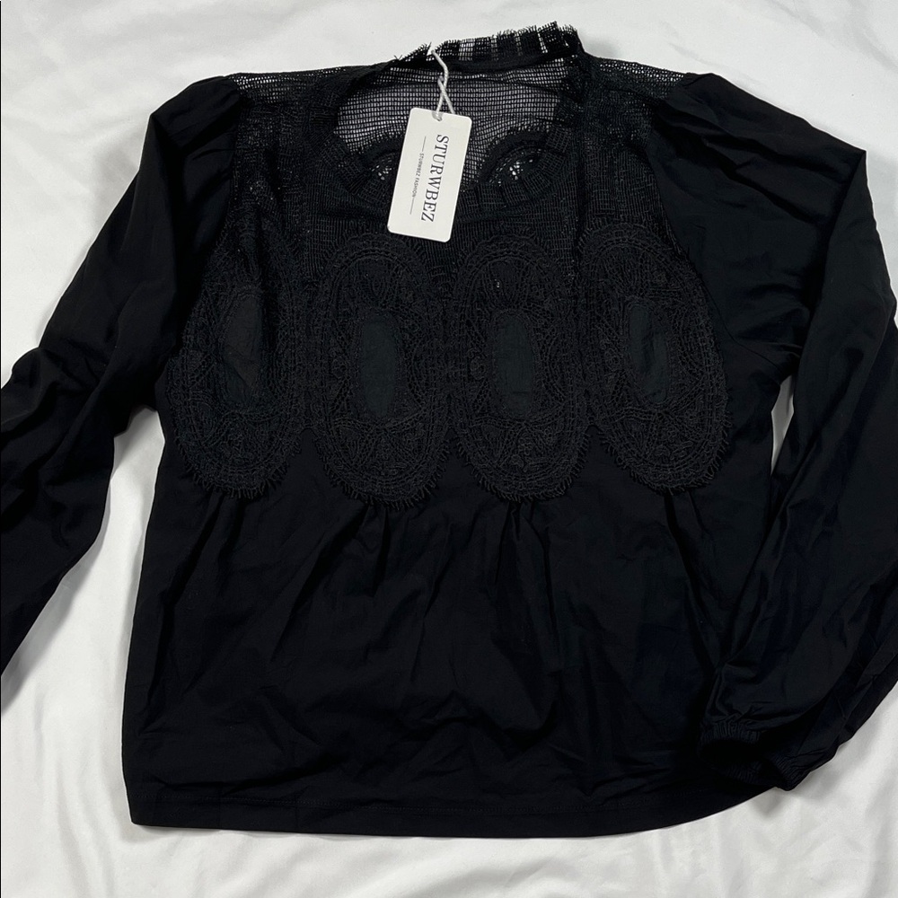 Stylish Black Lace Top size small